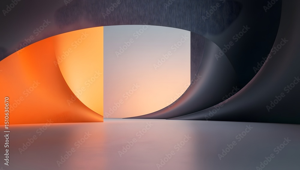 Poster abstract background with smooth curves and soft lighting, creating an elegant atmosphere for product
