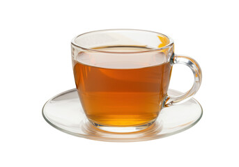 Isolated Cup of Tea on Glass Plate