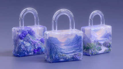 lock on blue blossom background