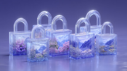 lock on blue blossom background