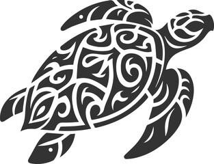 Sea animal turtle vector drawing silhouette tribal 