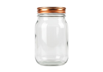 Isolated Empty Glass Jar with Copper Lid