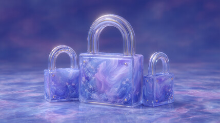 lock on blue blossom background