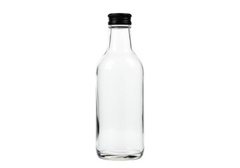 Isolated Clear Glass Bottle with Black Cap