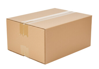 Isolated Sealed Cardboard Box with Tape