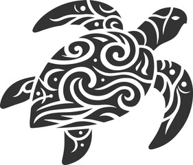 Sea animal turtle vector drawing silhouette tribal 
