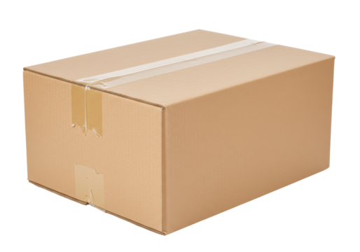 Isolated Sealed Cardboard Box with Tape