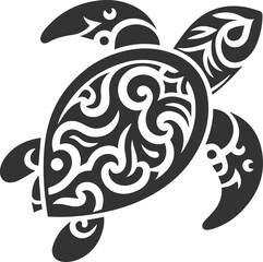 Sea animal turtle vector drawing silhouette tribal 