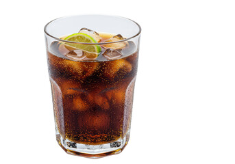 Isolated Glass of Cola with Ice and Lime