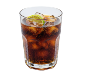 Isolated Glass of Cola with Ice and Lime