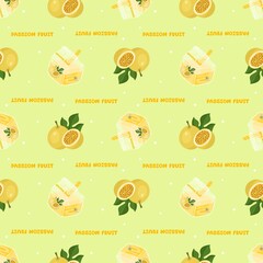 Cute passion fruit juice seamless pattern