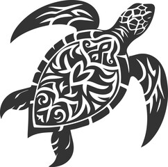 Sea animal turtle vector drawing silhouette tribal 