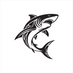 Tribal Shark Silhouette Design