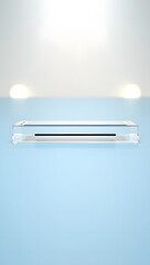 This sentence captures the core visual (pen on table) and hints at the context using the tags (office, electronic items) Let me know if you want it shorter or more creative