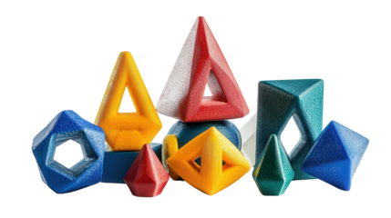 3D printed math models for visual learning Transparent background, PNG file