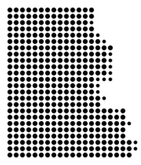 Symbol Map Of the County Lincoln (South Dakota, US) showing the County with a few black dots