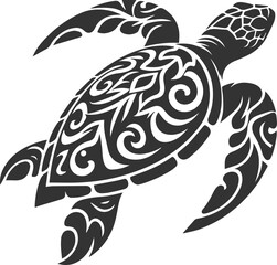 Sea animal turtle vector drawing silhouette tribal 