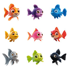 Colorful fish - vector illustration in watercolor style