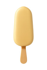 Delicious creamy popsicle held by a wooden stick in a simple setting