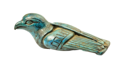 Ancient Egyptian faience pottery amulet, Transparent background, PNG file