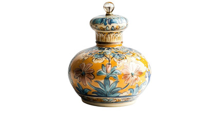 Antique Venetian ceramic perfume bottle, Transparent background, PNG file