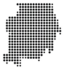 Symbol Map Of the County Campbell (Tennessee, US) showing the County with a few black dots