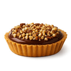 Chocolate tart topped with nuts showcases a delightful dessert moment at a bakery