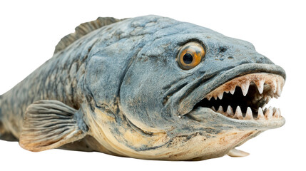 Atlantic wolffish with teeth visible, Transparent background, PNG file