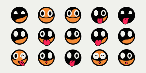 Fototapeta premium Delightful cartoon smiley face design featuring a tongue and mouth for yummy food branding