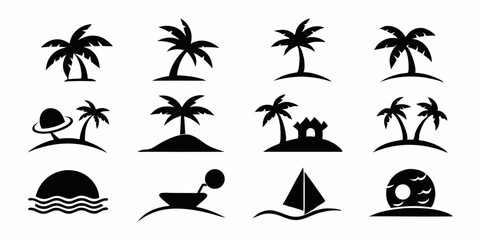 Summer beach resort logo design featuring a coconut tree