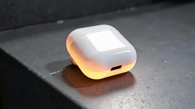 Sleek White Wireless Earbuds Charging Case Modern Technology Gadget