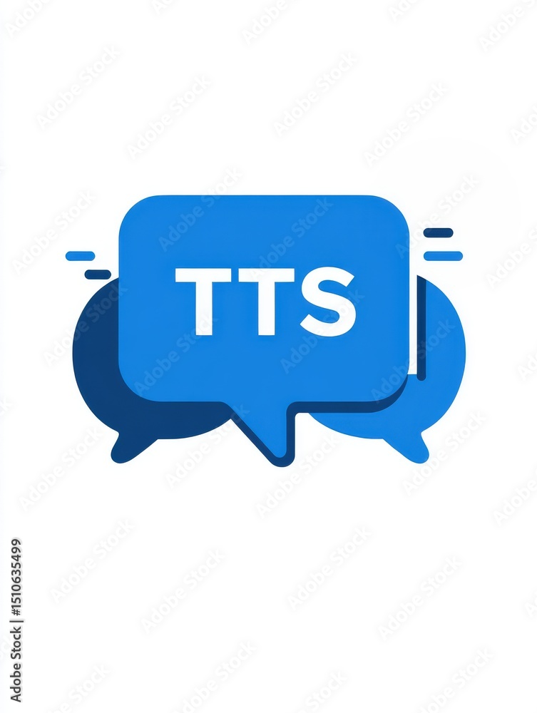 Poster blue speech bubble icon with the letters 
