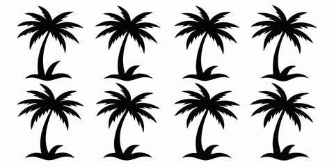 Twelve unique palm tree silhouette icons for design projects