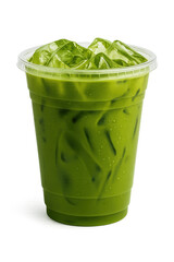 Refreshing iced matcha drink served in clear cup on a warm day