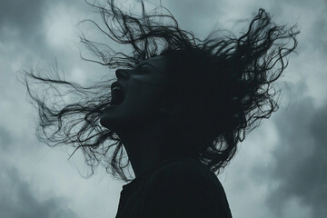 Silhouette of a banshee with wild