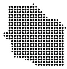 Symbol Map Of the County Gibson (Tennessee, US) showing the County with a few black dots