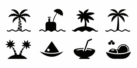 Summer beach resort logo design featuring a coconut tree