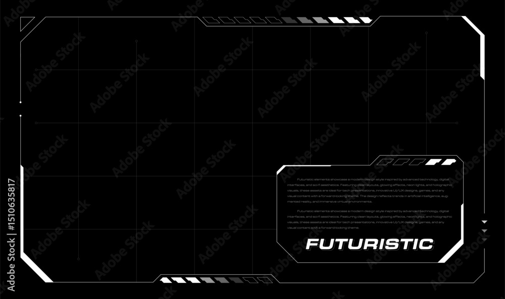 Aufkleber Tech UI Display Frame Background. Digital Futuristic Control Panel Interface.