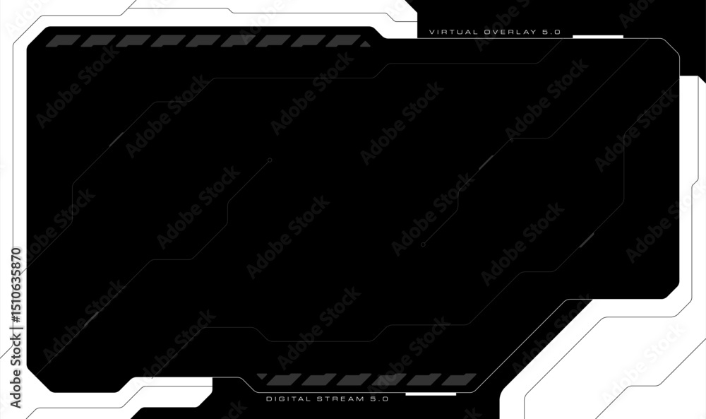 Poster cyber ui frame design template. cyberpunk stream overlay tech frame background.