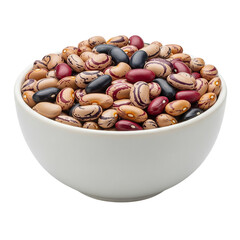 A bowl filled with beans isolated on a transparent background, perfect for culinary designs, food packaging, vegetarian recipes, and nutrition-themed visuals