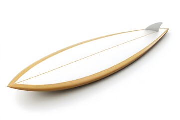 Obraz premium Stylish wooden surfboard isolated on a clean white background perfect for surfing adventures.