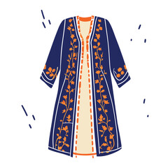 Kaftan Vector Illustration – Traditional Loose-Fit Robe with Ornamental Patterns for Fashion, Cultural, and Modest Wear Design