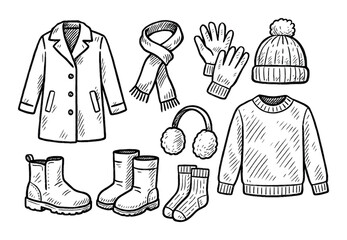Fototapeta premium Winter Clothing Icons