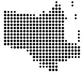Symbol Map Of the County Cameron (Texas, US) showing the County with a few black dots