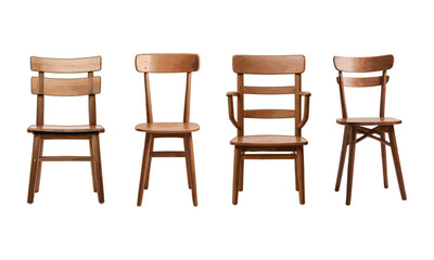 Illustration Set of Wooden Chairs for Dining and Living Spaces, Wooden Chairs Collection Set on white