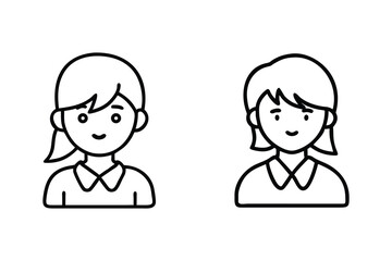 Fototapeta premium Cute Minimal Girl Avatar Line Icon – Perfect for Profile Pictures, App UI, Kids' Design Projects