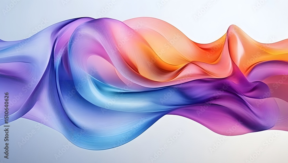 Poster 3d render, an abstract background with colorful waves and fluid shapes, creating an elegant composit