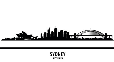 Fototapeta premium Sydney skyline silhouette with opera house and harbour bridge