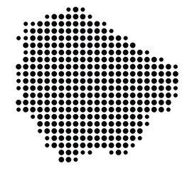 Symbol Map Of the County Fort Bend (Texas, US) showing the County with a few black dots