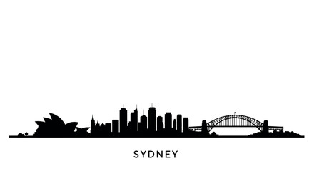 Fototapeta premium Sydney skyline silhouette with opera house and harbour bridge